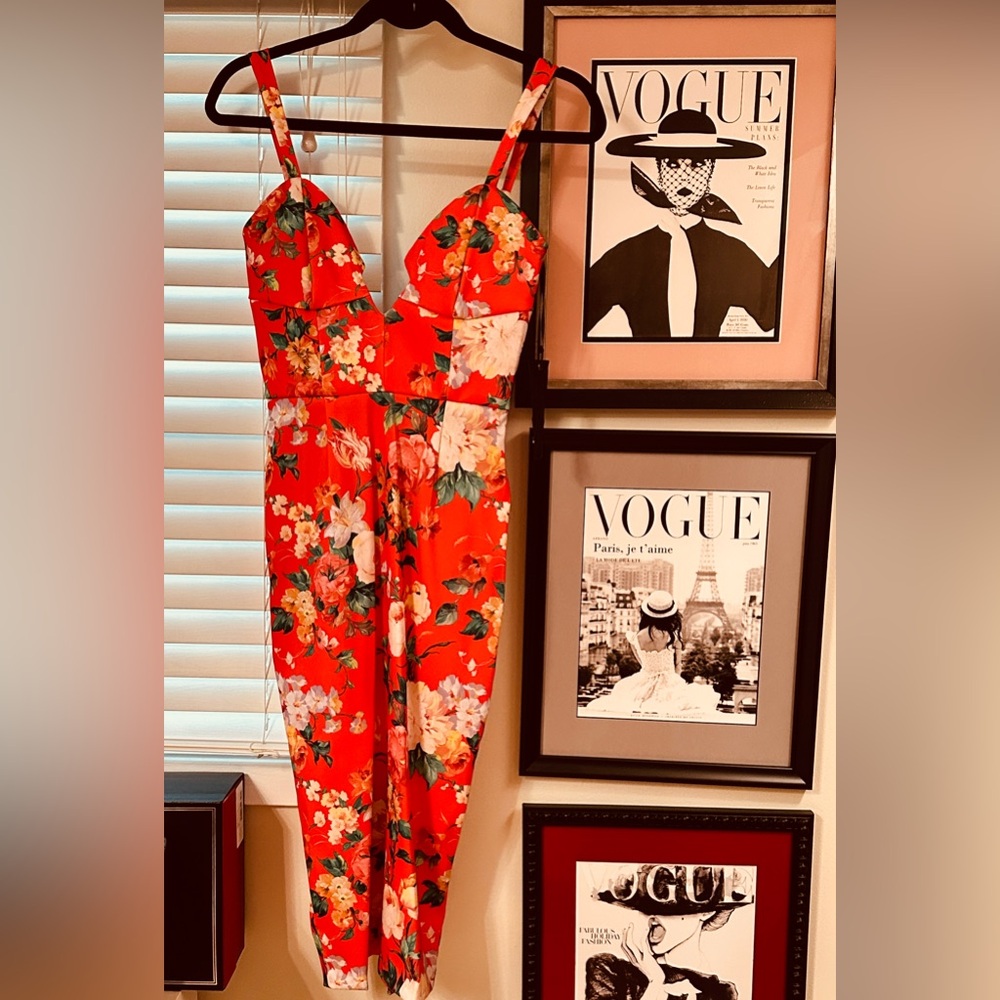 Floral Red Jumpsuit